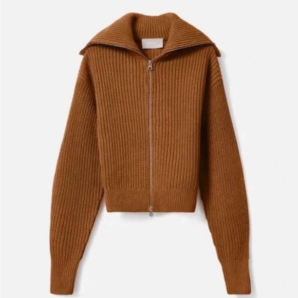 Everlane Sweaters - Everlane Rust Ribbed Women's Cropped Zipper Sweater